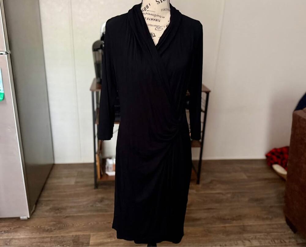 Women’s EUC Karen Kane 3/4 Sleeve Cascade Wrap Dress Size XL